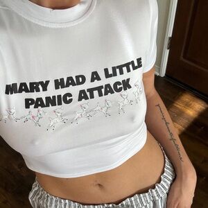Mary Had A Little Panic Attack Crop Baby Tee